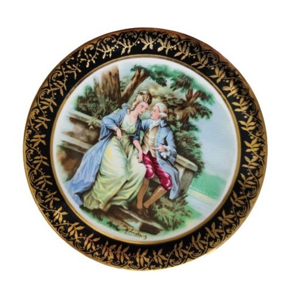 Vintage Liverpool Road Pottery Decorative Plate Courting Couple Signed England